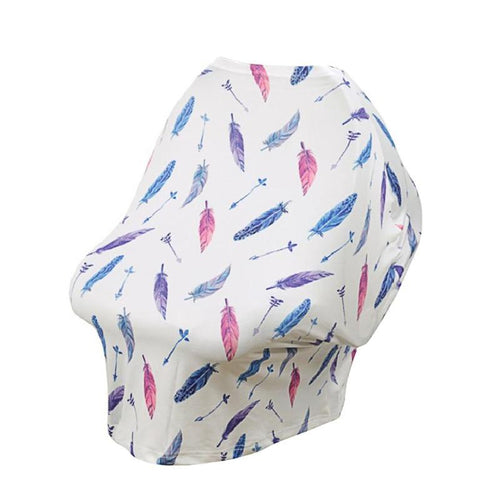 Breastfeeding Nursing Cover Colorful Feathers Baby Infant Shopping Cart Stroller Cover